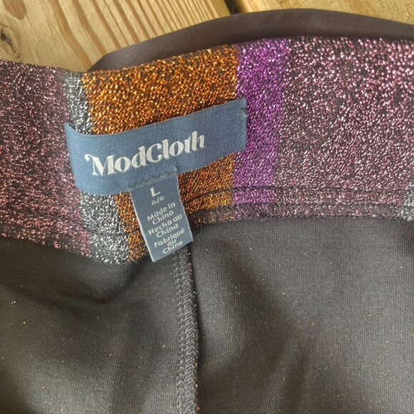 Modcloth NWT Your Time To Shine Wide Leg Pants Sparkly Purple Orange Large - Picture 10 of 12
